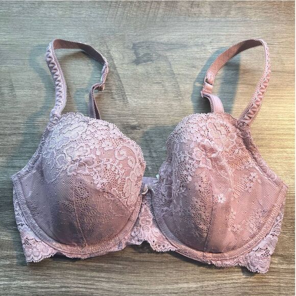 Vtg Victoria's Secret Blush Mauve Lined demi 34 DDbra